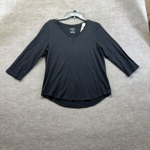 NWT Chico’s Vera 3/4 Sleeve V Neck Black Size 1
